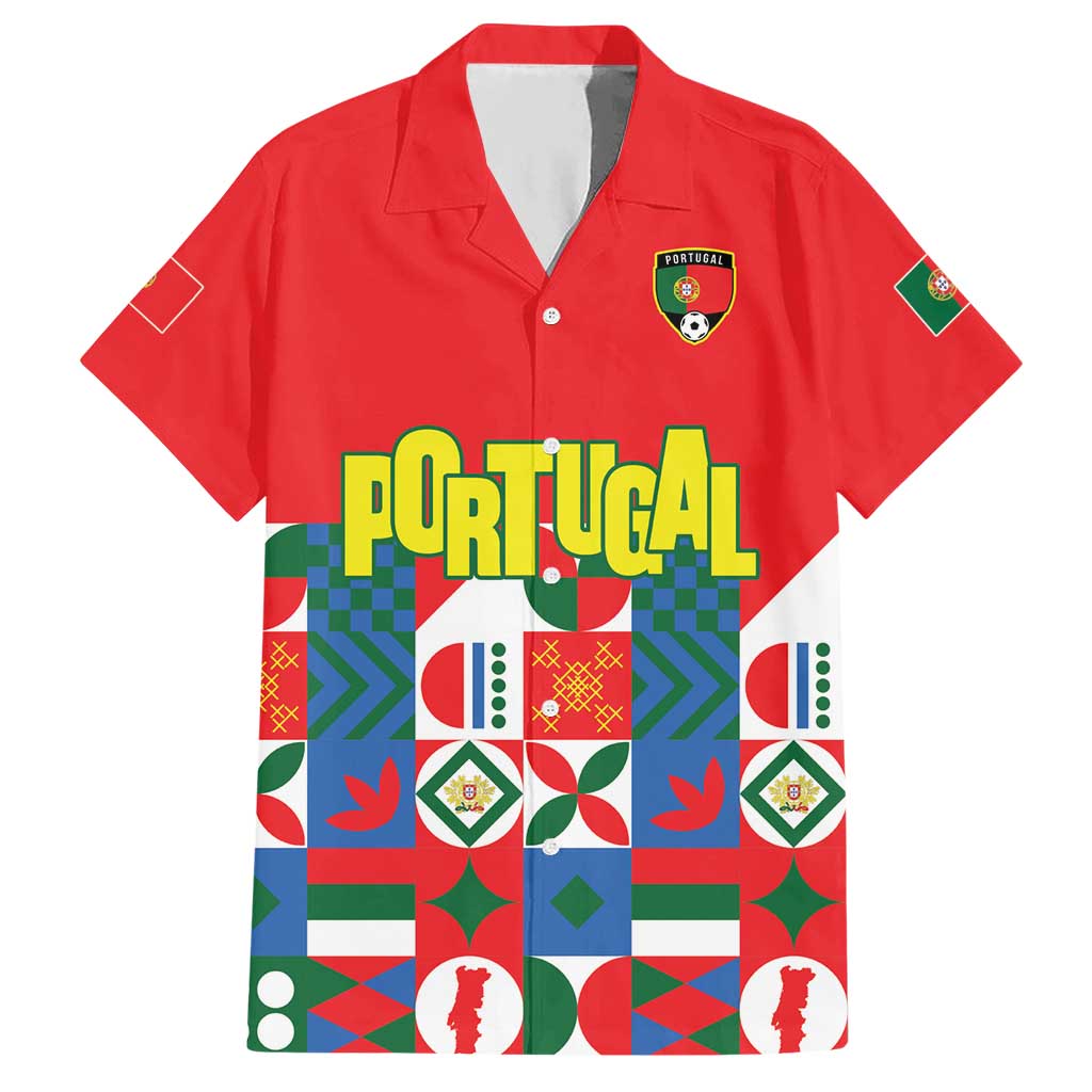 Portugal Football Hawaiian Shirt Patchwork National Flag Design - Wonder Print Shop