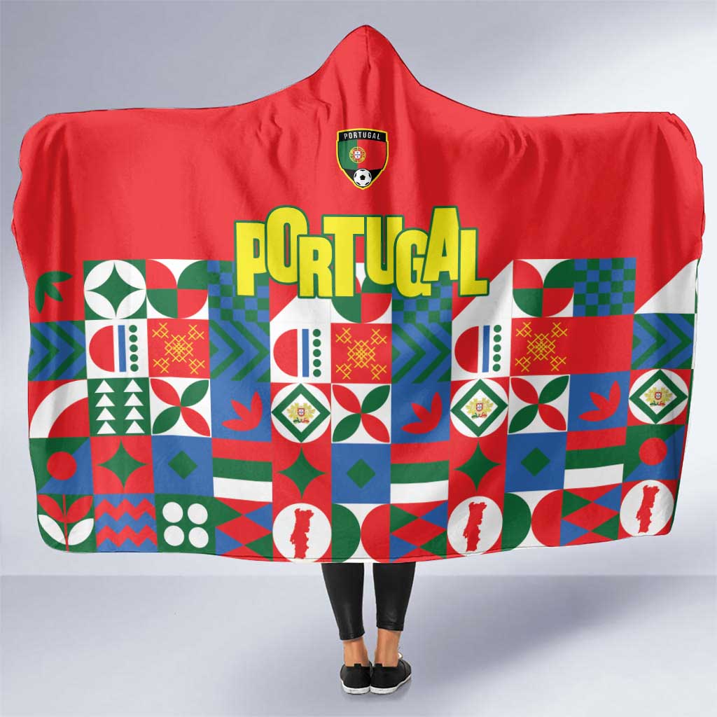 Portugal Football Hooded Blanket Patchwork National Flag Design - Wonder Print Shop
