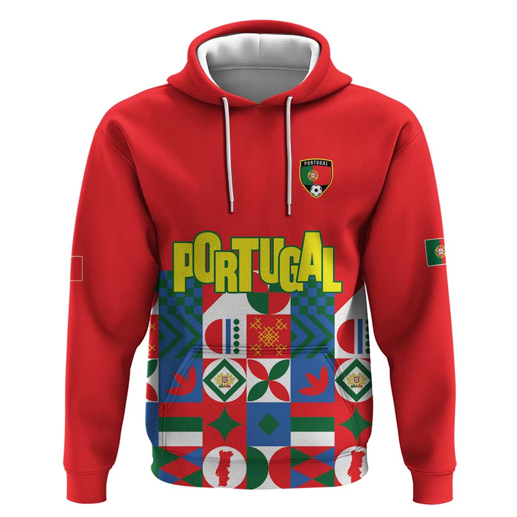 Portugal Football Hoodie Patchwork National Flag Design - Wonder Print Shop