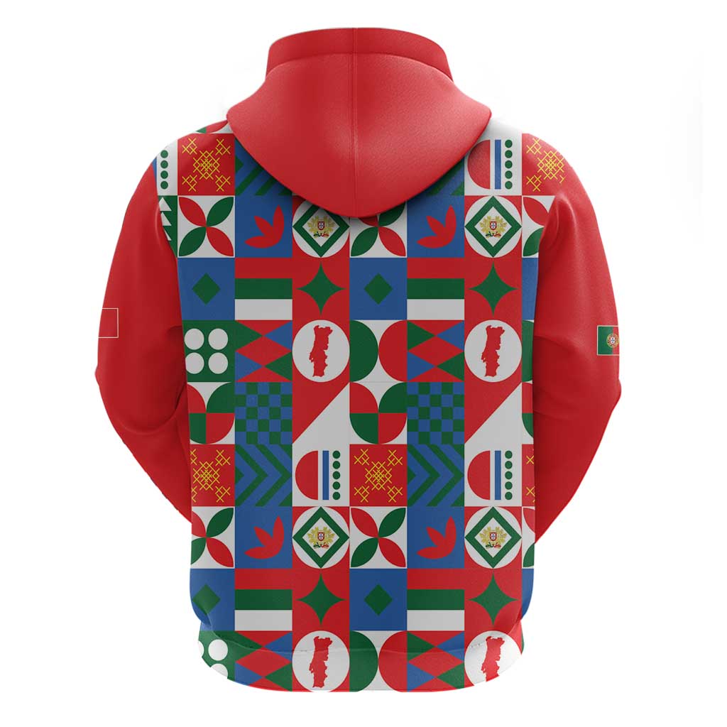 Portugal Football Hoodie Patchwork National Flag Design - Wonder Print Shop