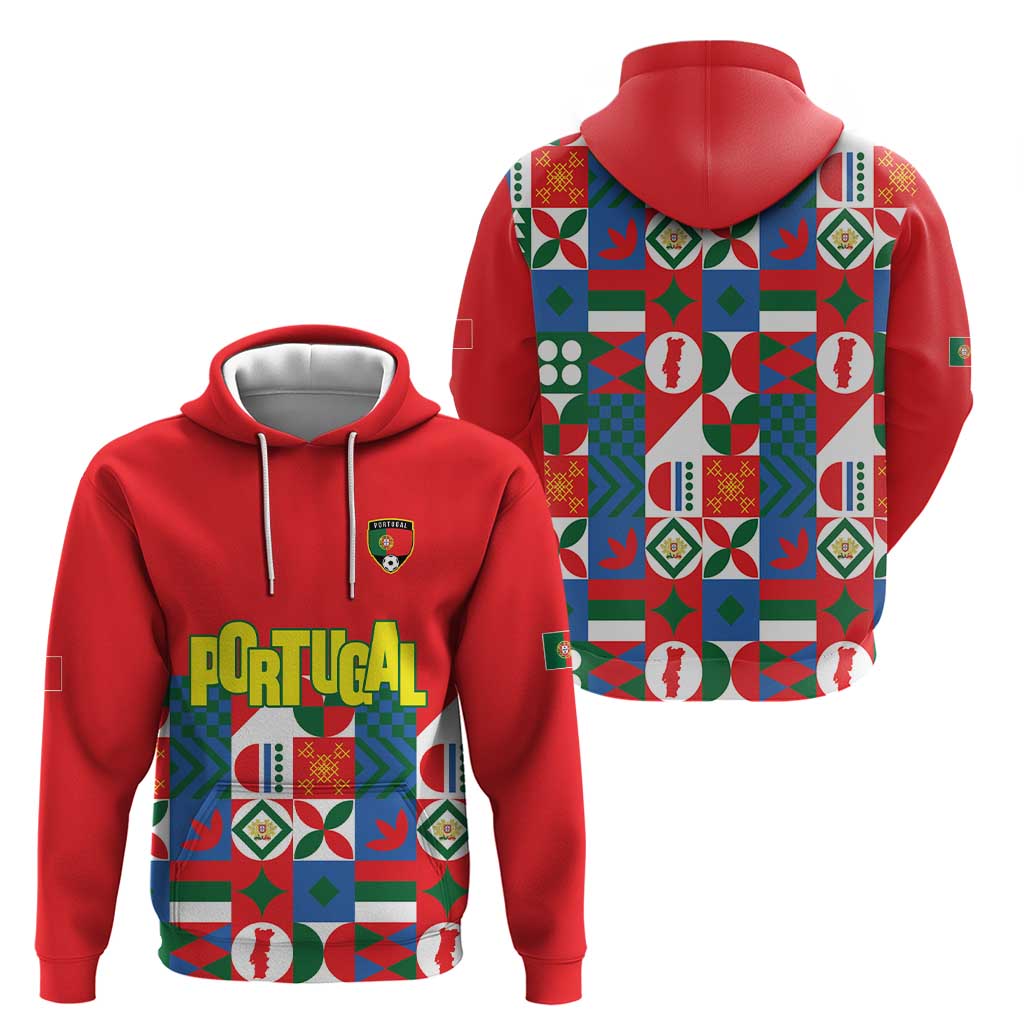 Portugal Football Hoodie Patchwork National Flag Design - Wonder Print Shop
