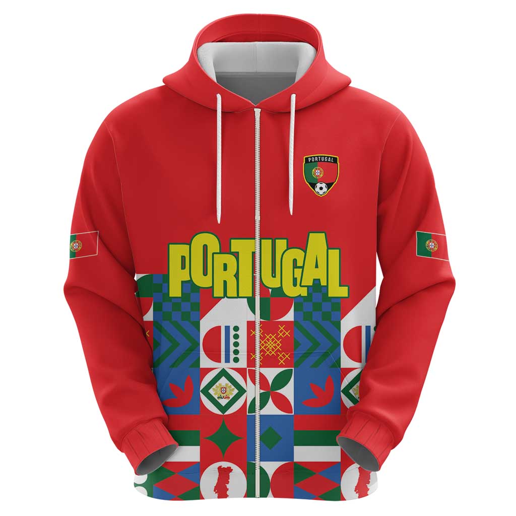 Portugal Football Hoodie Patchwork National Flag Design - Wonder Print Shop