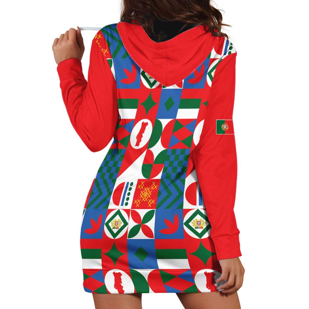 Portugal Football Hoodie Dress Patchwork National Flag Design - Wonder Print Shop
