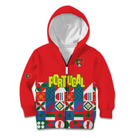 Portugal Football Kid Hoodie Patchwork National Flag Design - Wonder Print Shop