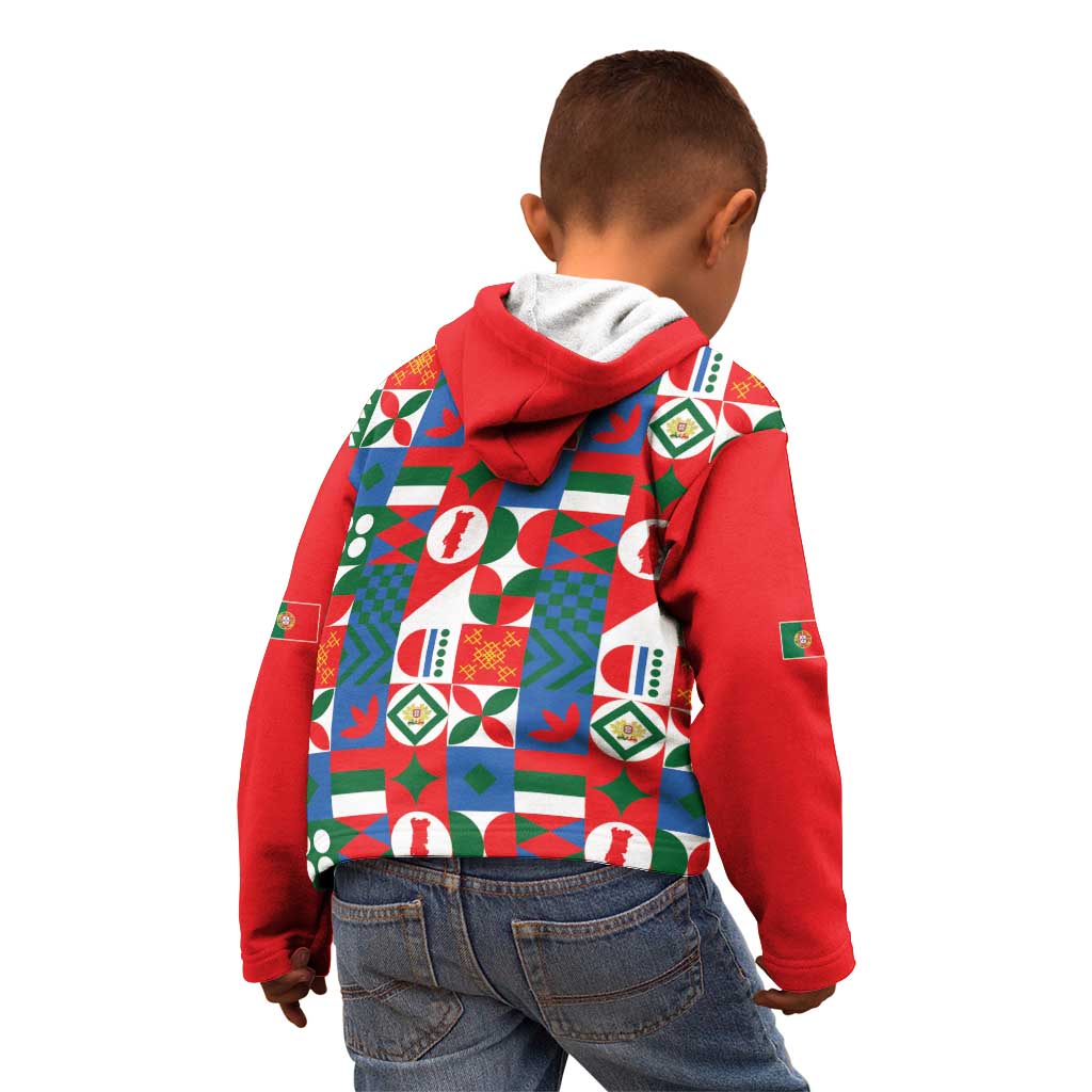 Portugal Football Kid Hoodie Patchwork National Flag Design - Wonder Print Shop