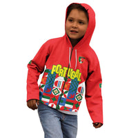 Portugal Football Kid Hoodie Patchwork National Flag Design - Wonder Print Shop