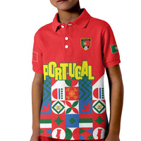 Portugal Football Kid Polo Shirt Patchwork National Flag Design - Wonder Print Shop