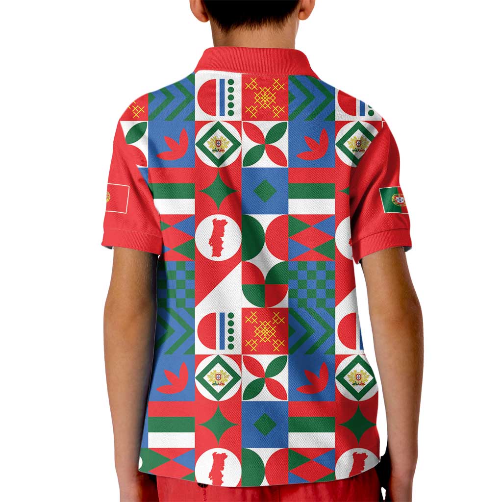Portugal Football Kid Polo Shirt Patchwork National Flag Design - Wonder Print Shop
