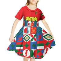 Portugal Football Kid Short Sleeve Dress Patchwork National Flag Design - Wonder Print Shop