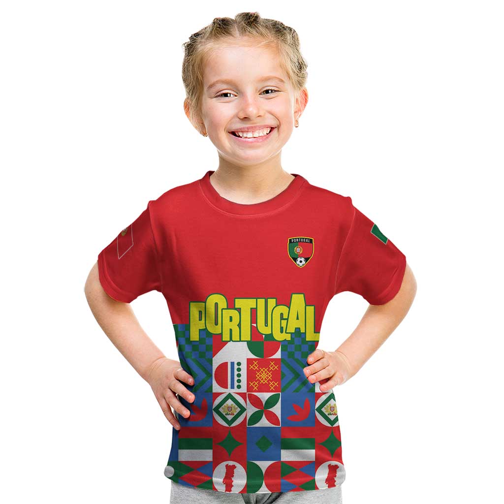 Portugal Football Kid T Shirt Patchwork National Flag Design - Wonder Print Shop