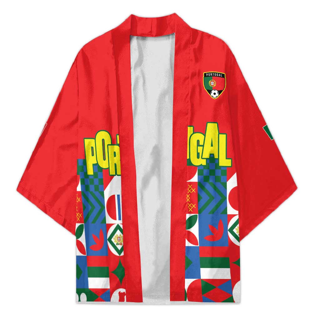 Portugal Football Kimono Patchwork National Flag Design - Wonder Print Shop