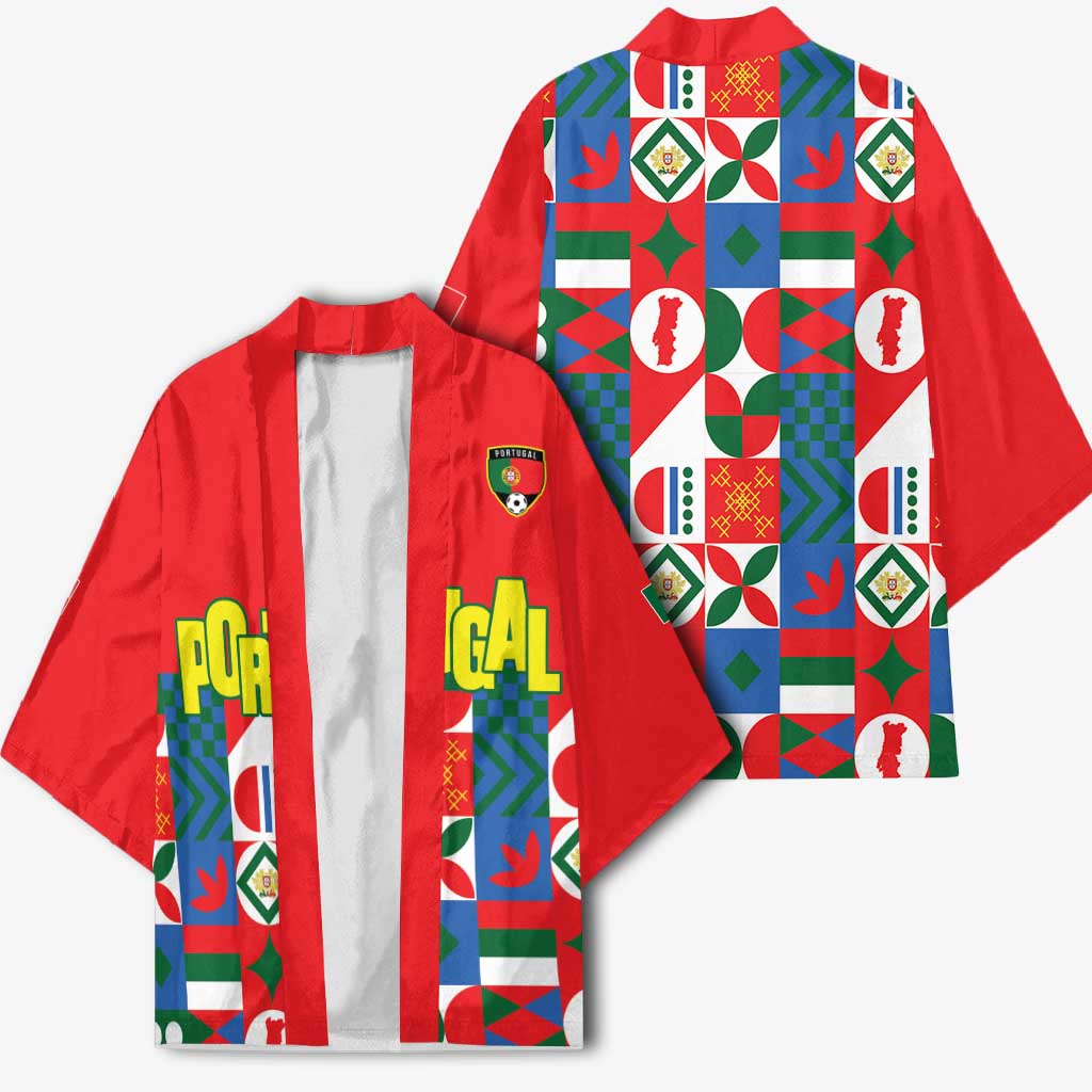 Portugal Football Kimono Patchwork National Flag Design - Wonder Print Shop