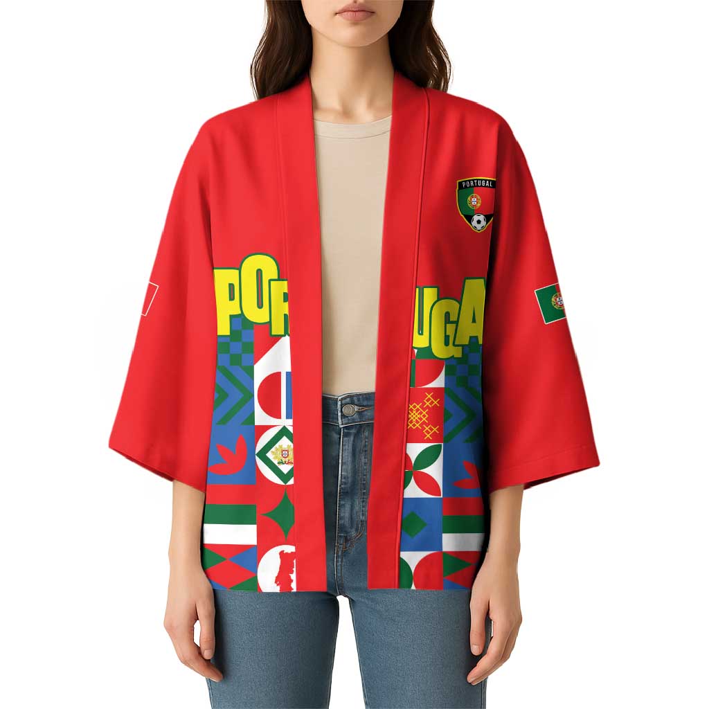 Portugal Football Kimono Patchwork National Flag Design - Wonder Print Shop