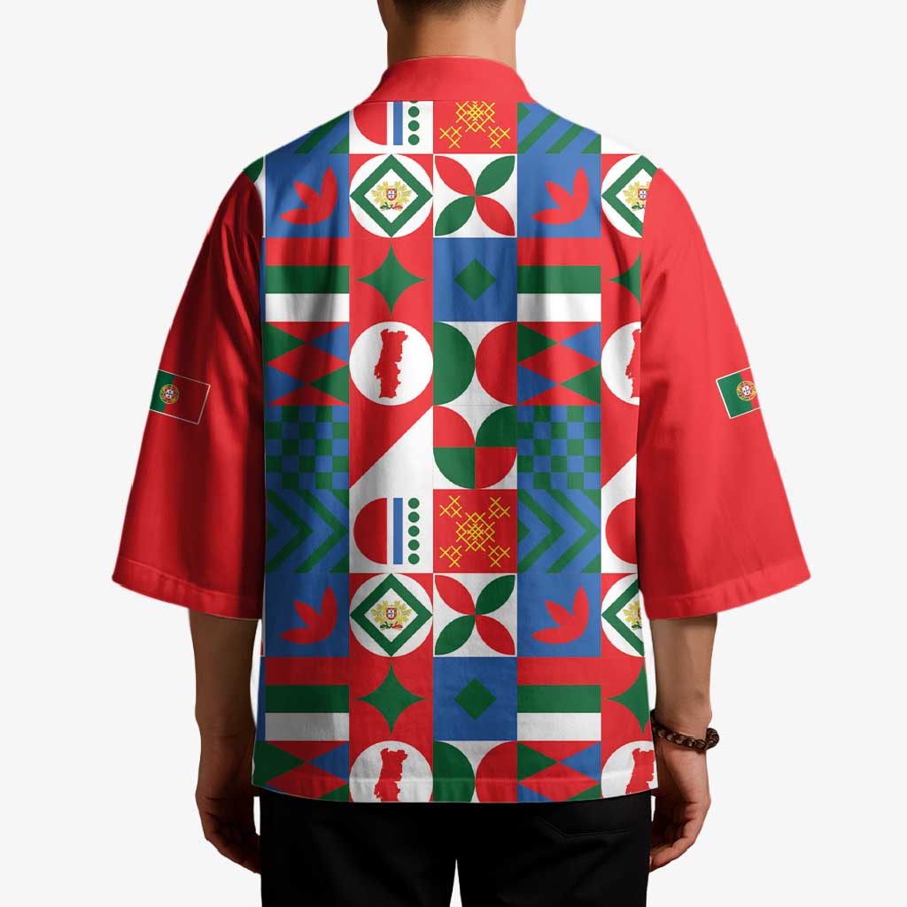 Portugal Football Kimono Patchwork National Flag Design - Wonder Print Shop