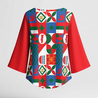 Portugal Football Kimono Sleeve Blouse Patchwork National Flag Design - Wonder Print Shop