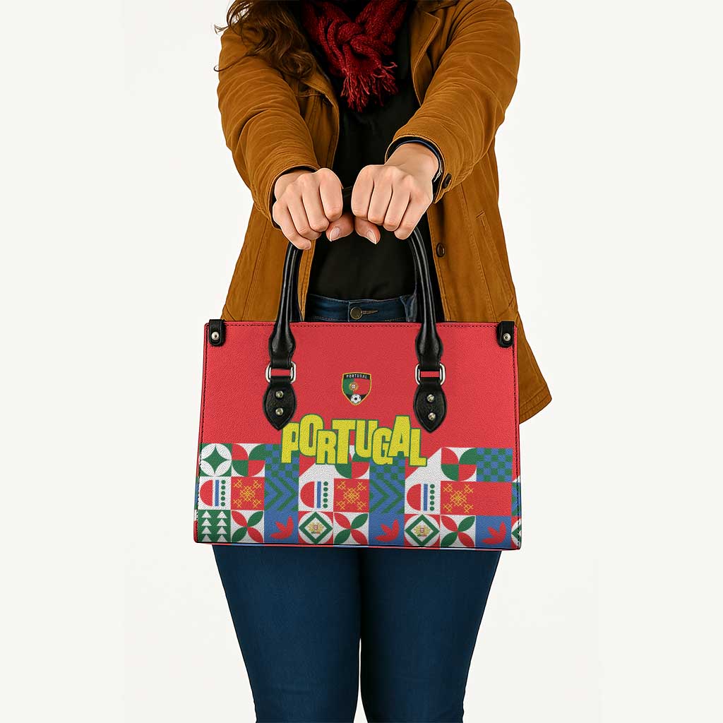 Portugal Football Leather Bag Patchwork National Flag Design - Wonder Print Shop
