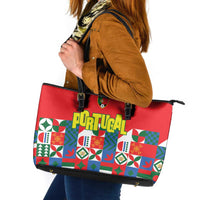 Portugal Football Leather Tote Bag Patchwork National Flag Design - Wonder Print Shop