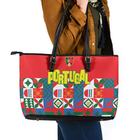 Portugal Football Leather Tote Bag Patchwork National Flag Design - Wonder Print Shop