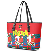 Portugal Football Leather Tote Bag Patchwork National Flag Design - Wonder Print Shop