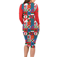 Portugal Football Long Sleeve Bodycon Dress Patchwork National Flag Design - Wonder Print Shop