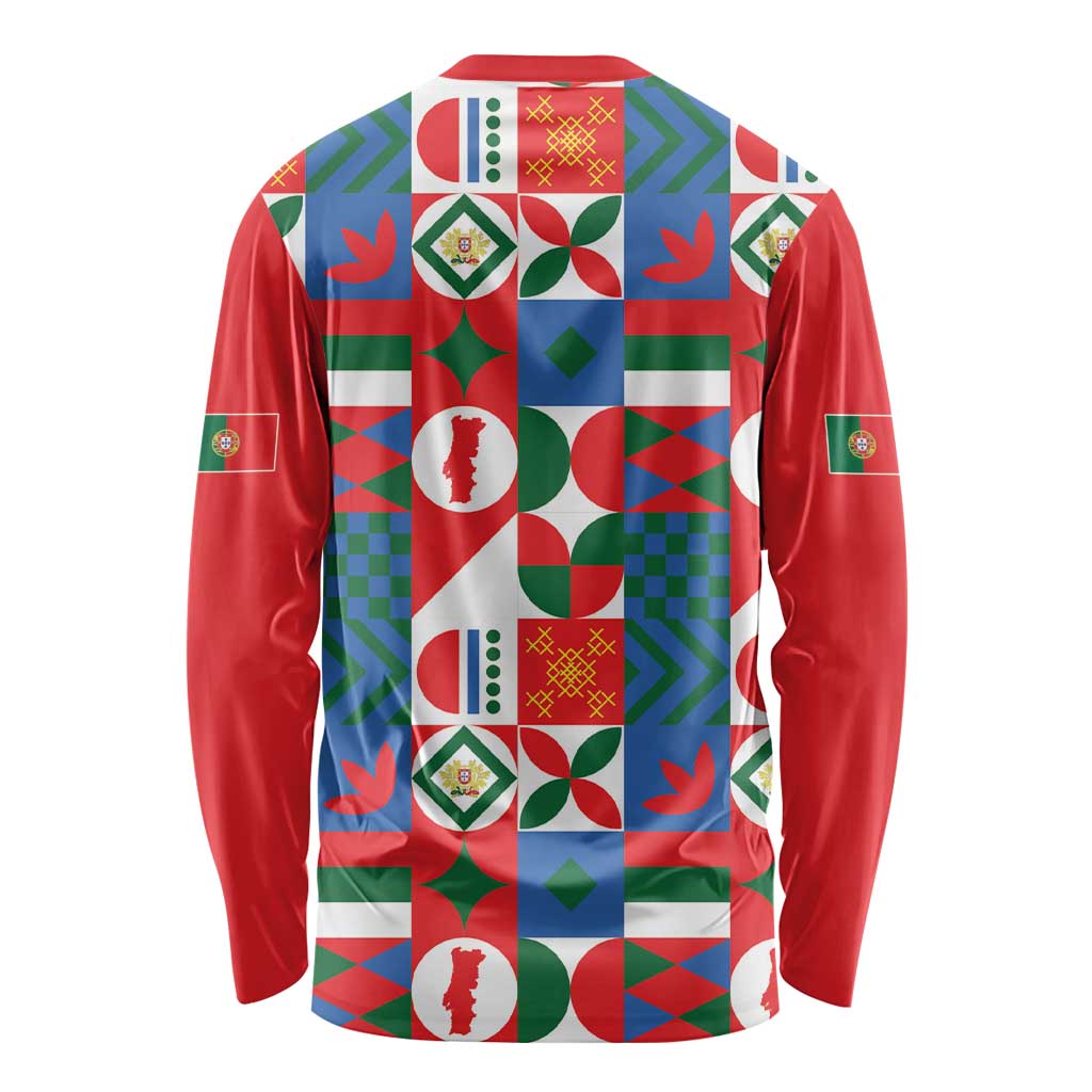 Portugal Football Long Sleeve Shirt Patchwork National Flag Design - Wonder Print Shop