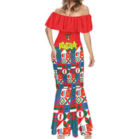 Portugal Football Mermaid Dress Patchwork National Flag Design - Wonder Print Shop