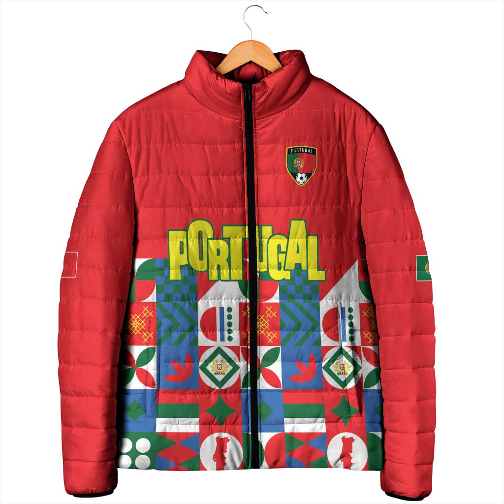 Portugal Football Padded Jacket Patchwork National Flag Design - Wonder Print Shop