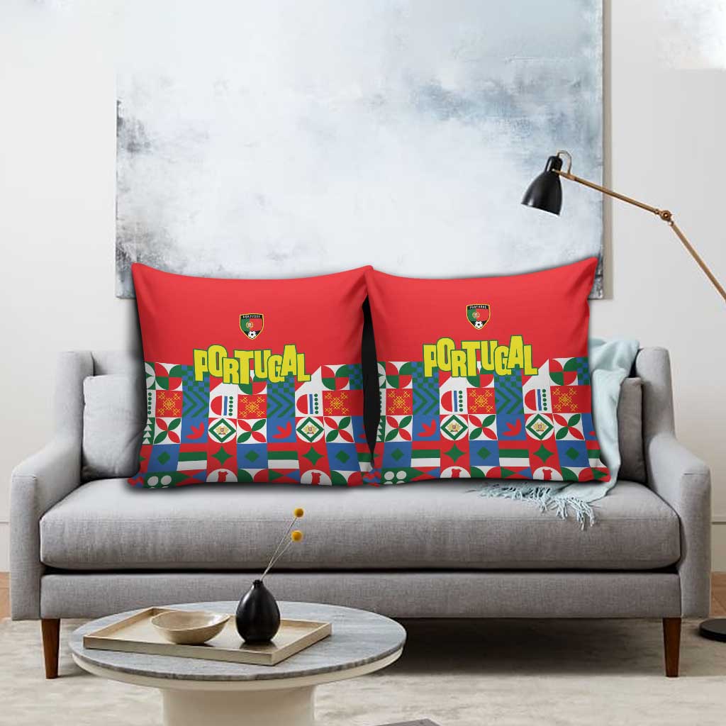 Portugal Football Pillow Cover Patchwork National Flag Design - Wonder Print Shop