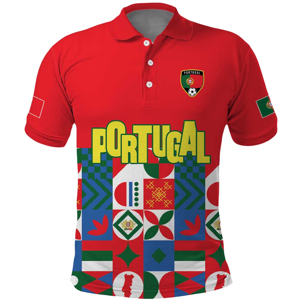 Portugal Football Polo Shirt Patchwork National Flag Design - Wonder Print Shop