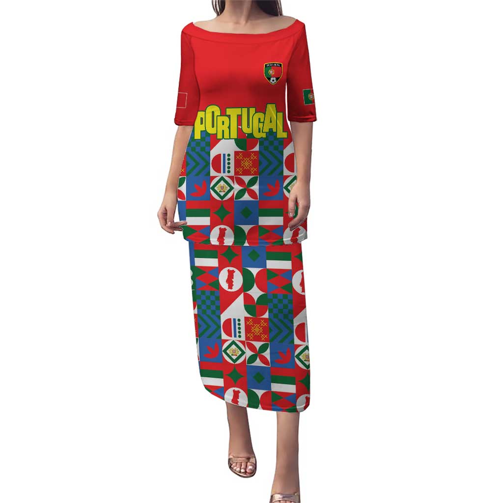 Portugal Football Puletasi Patchwork National Flag Design - Wonder Print Shop