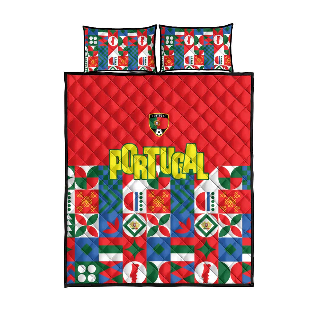 Portugal Football Quilt Bed Set Patchwork National Flag Design - Wonder Print Shop