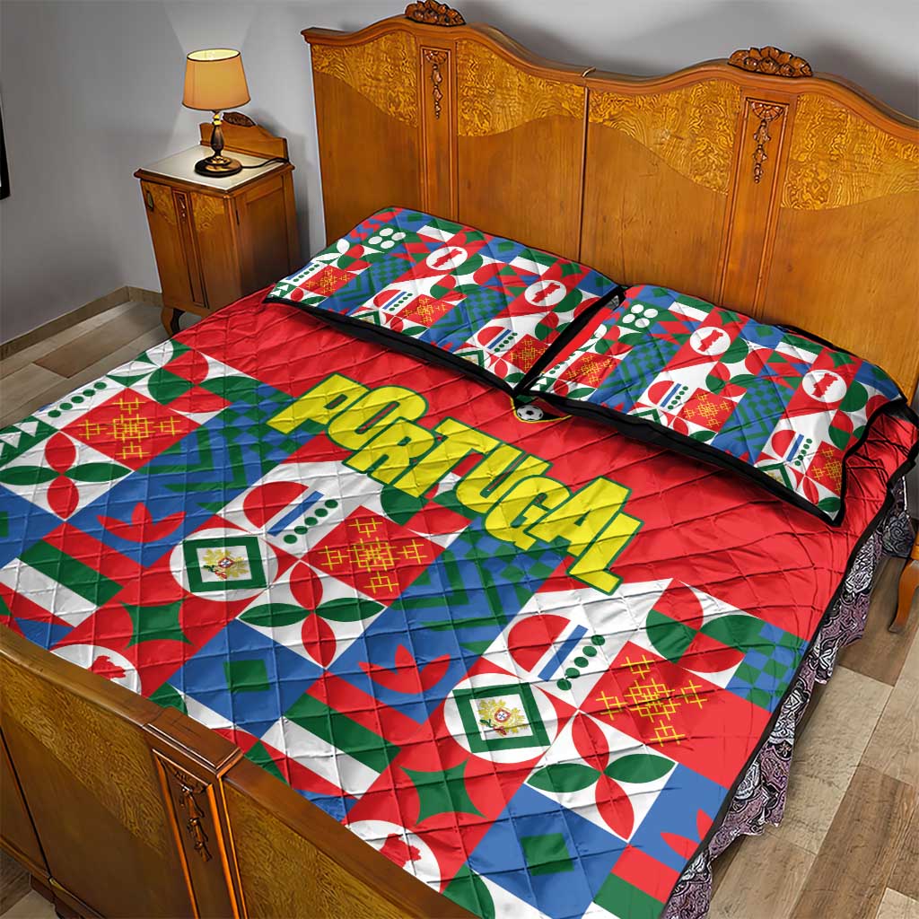 Portugal Football Quilt Bed Set Patchwork National Flag Design - Wonder Print Shop
