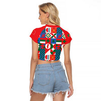 Portugal Football Raglan Cropped T Shirt Patchwork National Flag Design - Wonder Print Shop