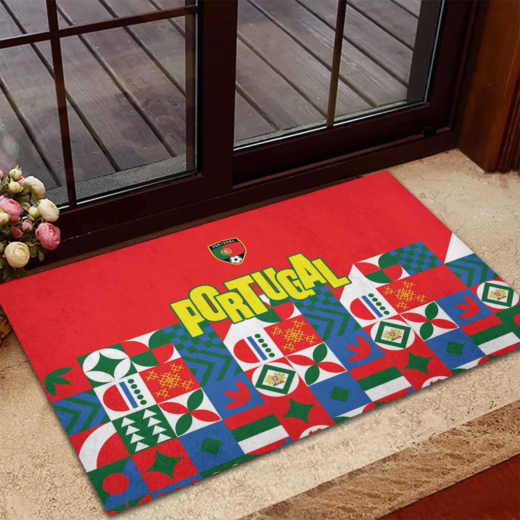 Portugal Football Rubber Doormat Patchwork National Flag Design - Wonder Print Shop