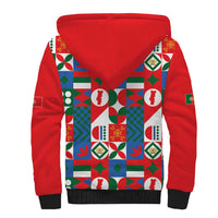 Portugal Football Sherpa Hoodie Patchwork National Flag Design - Wonder Print Shop
