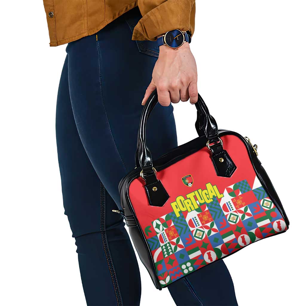 Portugal Football Shoulder Handbag Patchwork National Flag Design - Wonder Print Shop