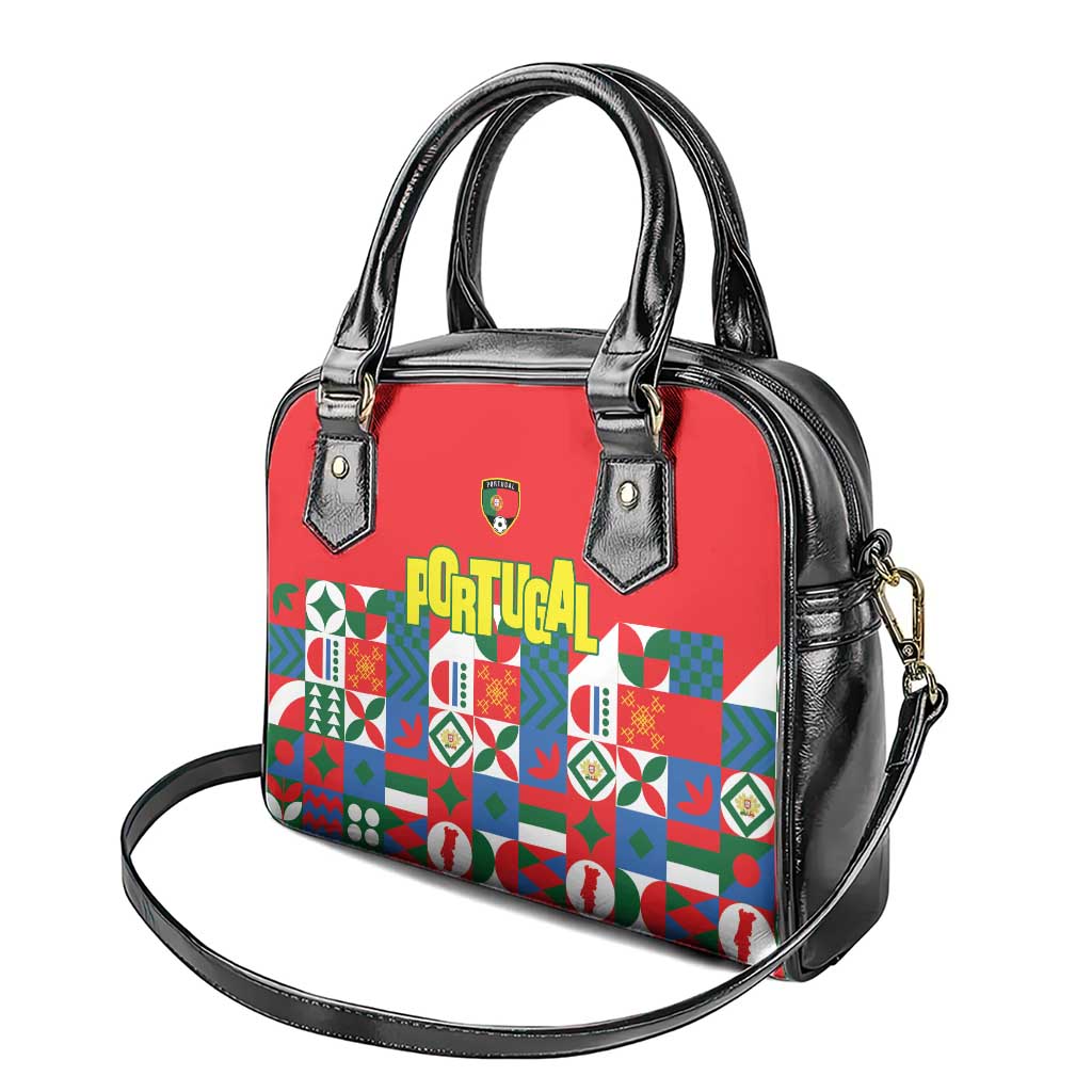 Portugal Football Shoulder Handbag Patchwork National Flag Design - Wonder Print Shop