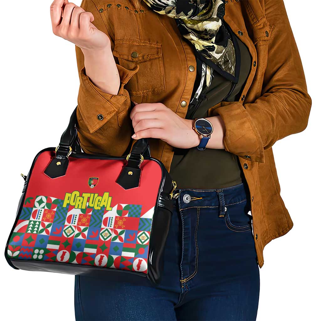 Portugal Football Shoulder Handbag Patchwork National Flag Design - Wonder Print Shop