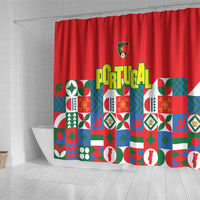 Portugal Football Shower Curtain Patchwork National Flag Design - Wonder Print Shop