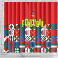 Portugal Football Shower Curtain Patchwork National Flag Design - Wonder Print Shop