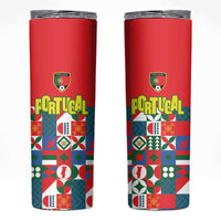 Portugal Football Skinny Tumbler Patchwork National Flag Design - Wonder Print Shop