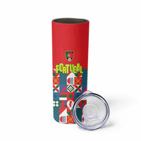 Portugal Football Skinny Tumbler Patchwork National Flag Design - Wonder Print Shop