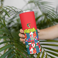 Portugal Football Skinny Tumbler Patchwork National Flag Design - Wonder Print Shop