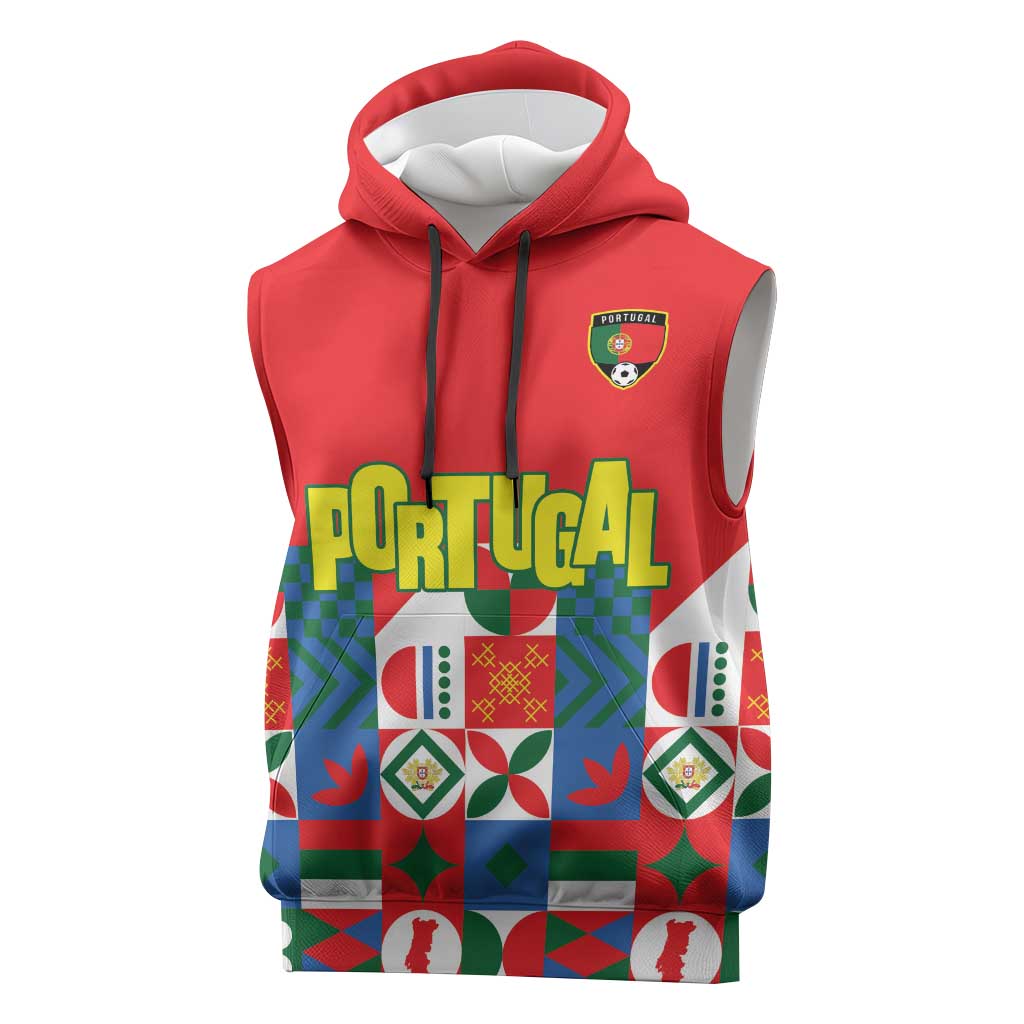 Portugal Football Sleeveless Hoodie Patchwork National Flag Design - Wonder Print Shop