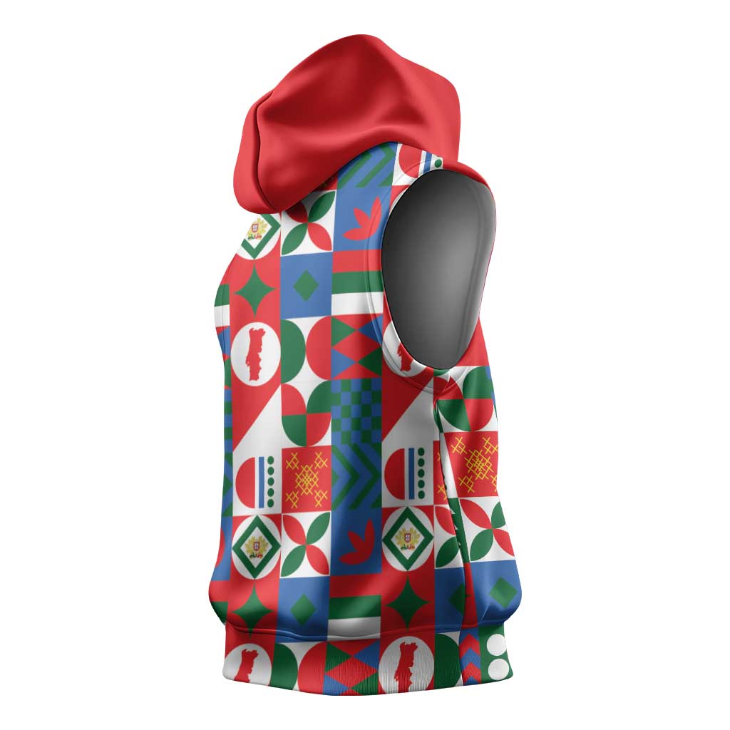 Portugal Football Sleeveless Hoodie Patchwork National Flag Design - Wonder Print Shop