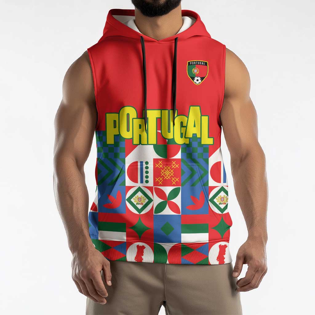 Portugal Football Sleeveless Hoodie Patchwork National Flag Design - Wonder Print Shop