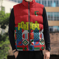 Portugal Football Sleeveless Puffer Jacket Patchwork National Flag Design - Wonder Print Shop