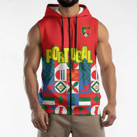 Portugal Football Sleeveless Zip Hoodie Patchwork National Flag Design - Wonder Print Shop