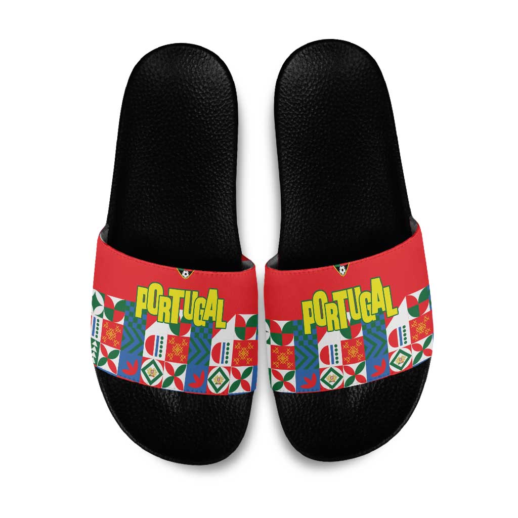Portugal Football Slide Sandals Patchwork National Flag Design - Wonder Print Shop