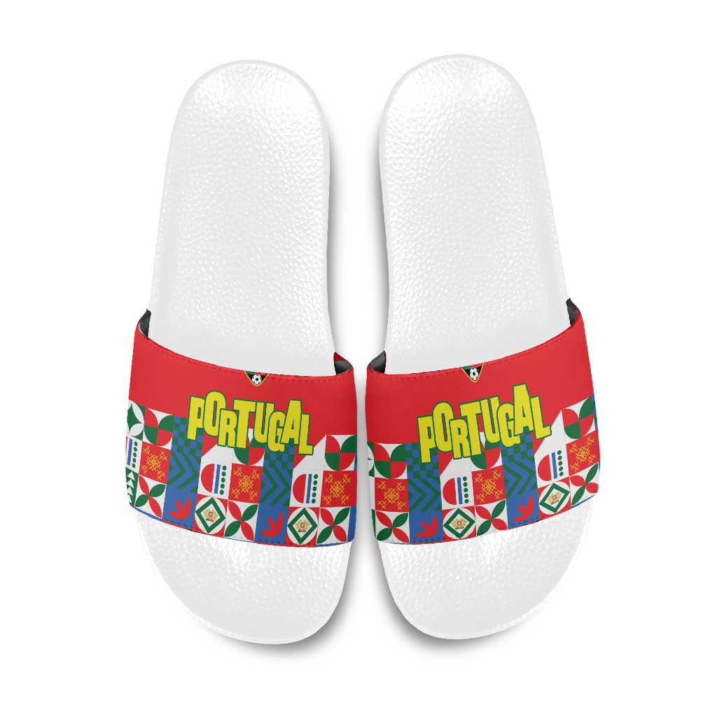 Portugal Football Slide Sandals Patchwork National Flag Design - Wonder Print Shop
